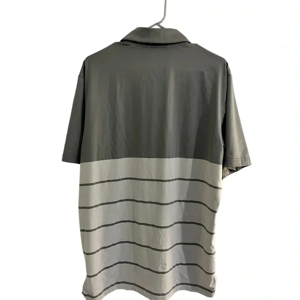 Men’s Gray Striped Adidas Golf Polo Size Medium